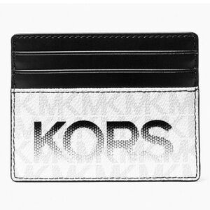 NWT $78 Michael Kors Cooper Tall Card Case - Black & White Graphic
